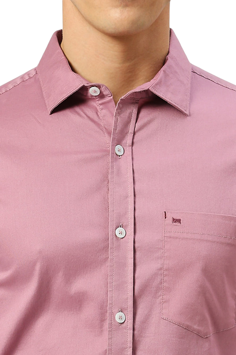 BASICS SLIM FIT LILAS PINK COTTON TWILL SHIRT