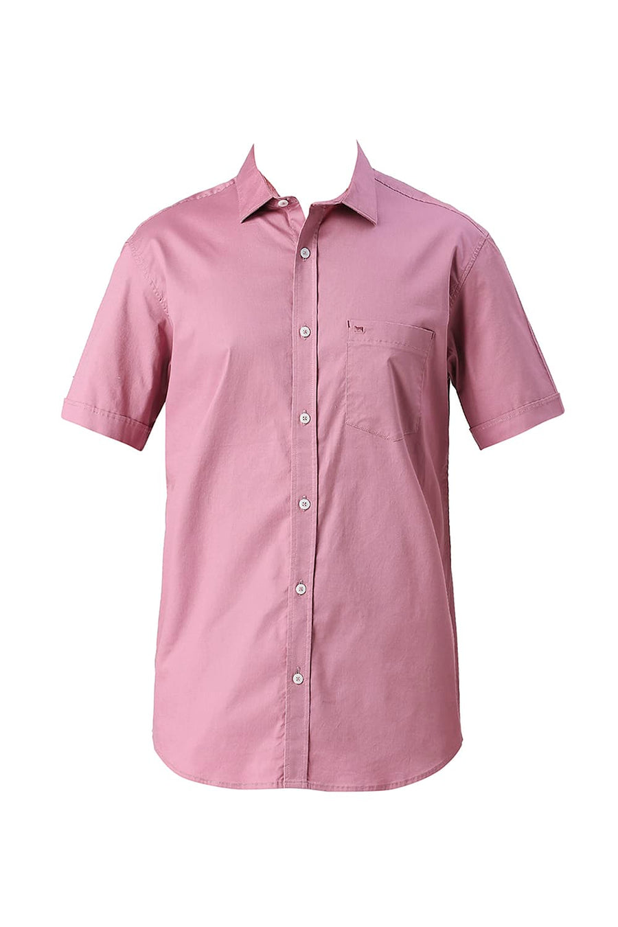 BASICS SLIM FIT LILAS PINK COTTON TWILL HALFSLEEVES SHIRT