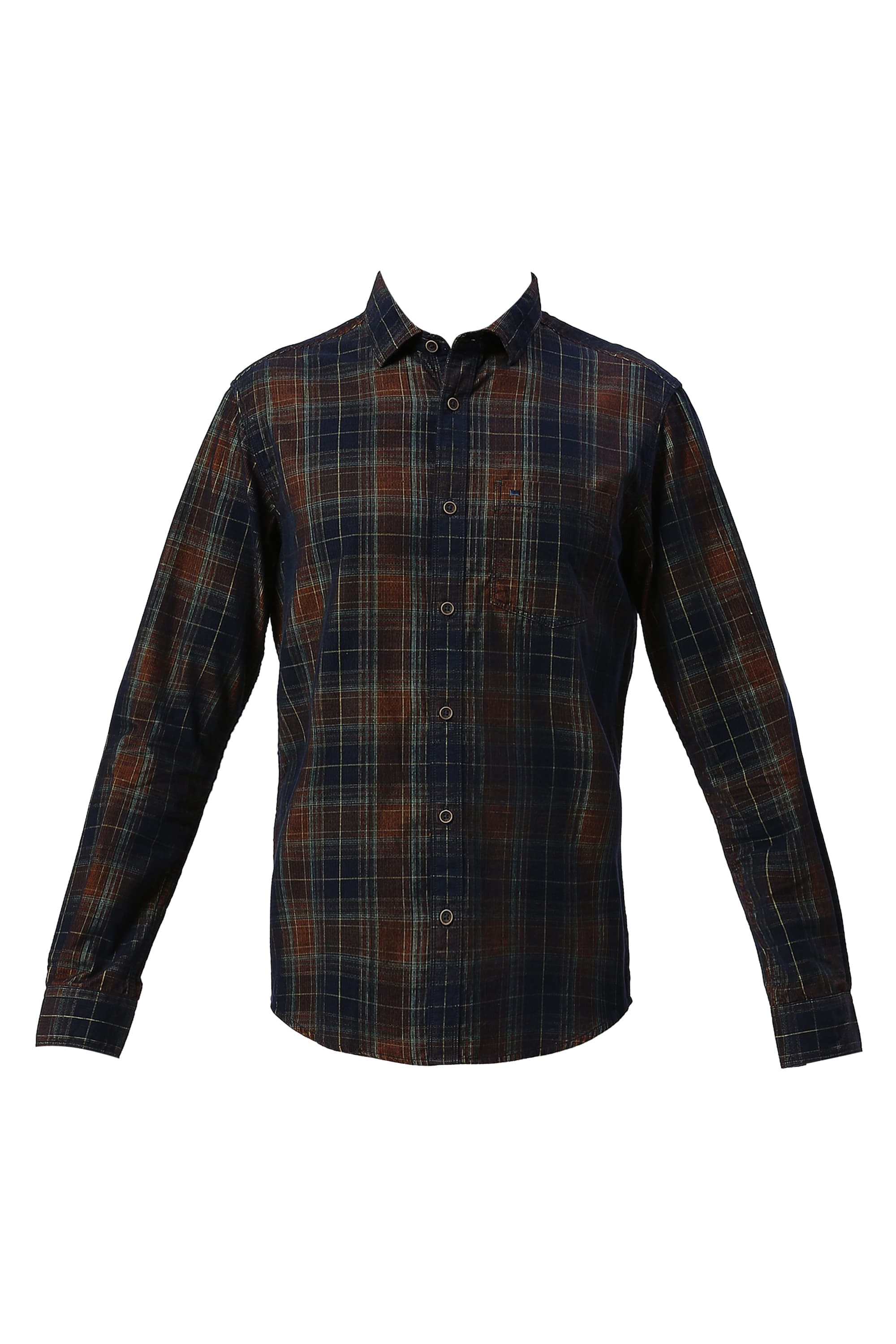 SLIM FIT COTTON CORDUORY CHECKS SHIRT