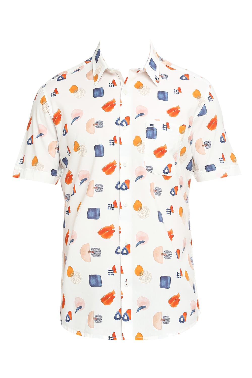 SLIM FIT COTTON VISCOSE DIGITAL PRINTED HALFSLEEVES SHIRT