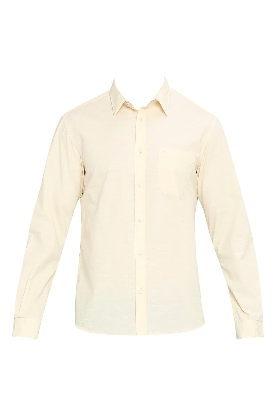 BASICS SLIM FIT RAFFIA ECRU COTTON SLUB SHIRT