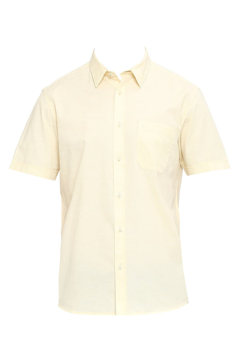 BASICS SLIM FIT COTTON SLUB HALFSLEEVES SHIRT