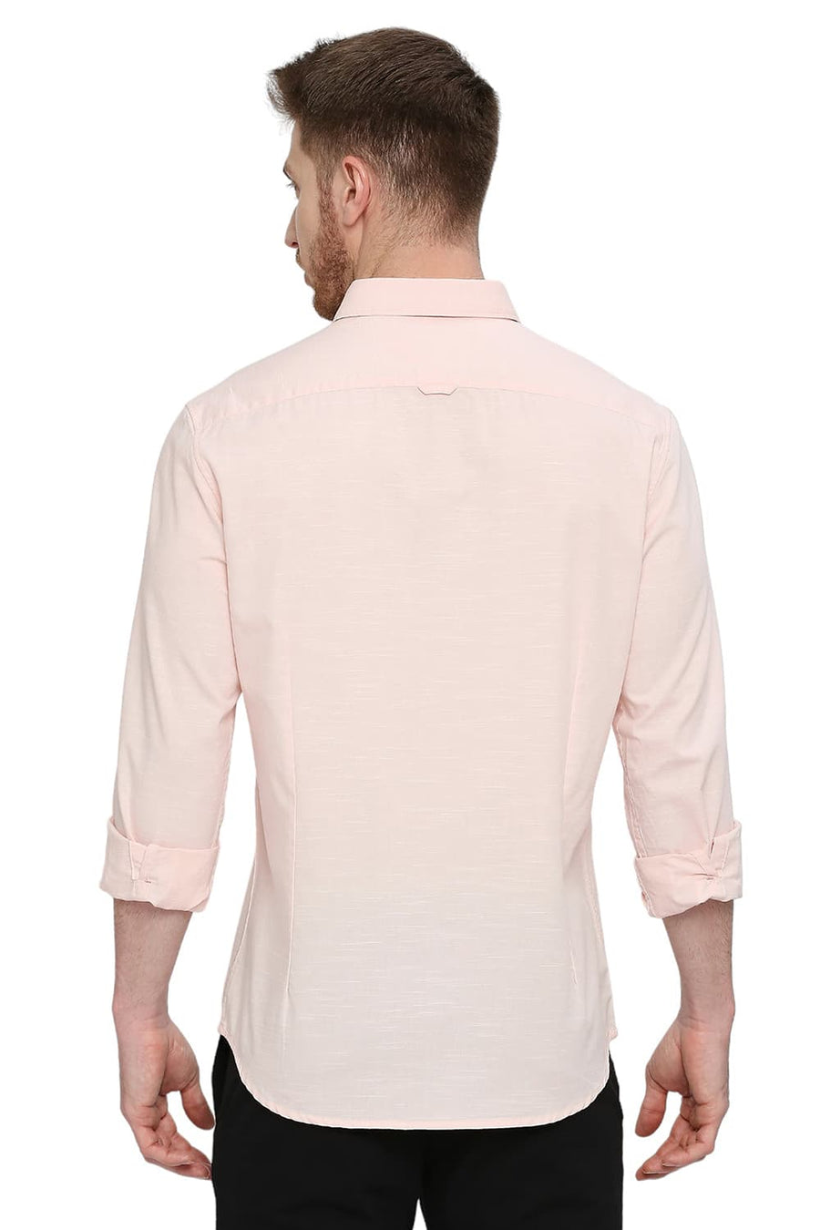 BASICS SLIM FIT QUARTZ PINK COTTON SLUB SHIRT