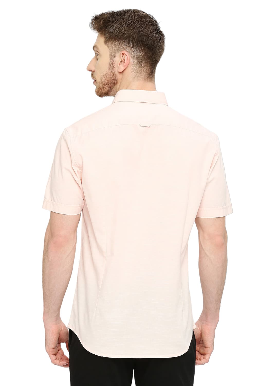 BASICS SLIM FIT COTTON SLUB HALFSLEEVES SHIRT