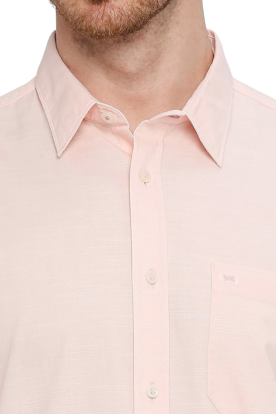 BASICS SLIM FIT QUARTZ PINK COTTON SLUB SHIRT