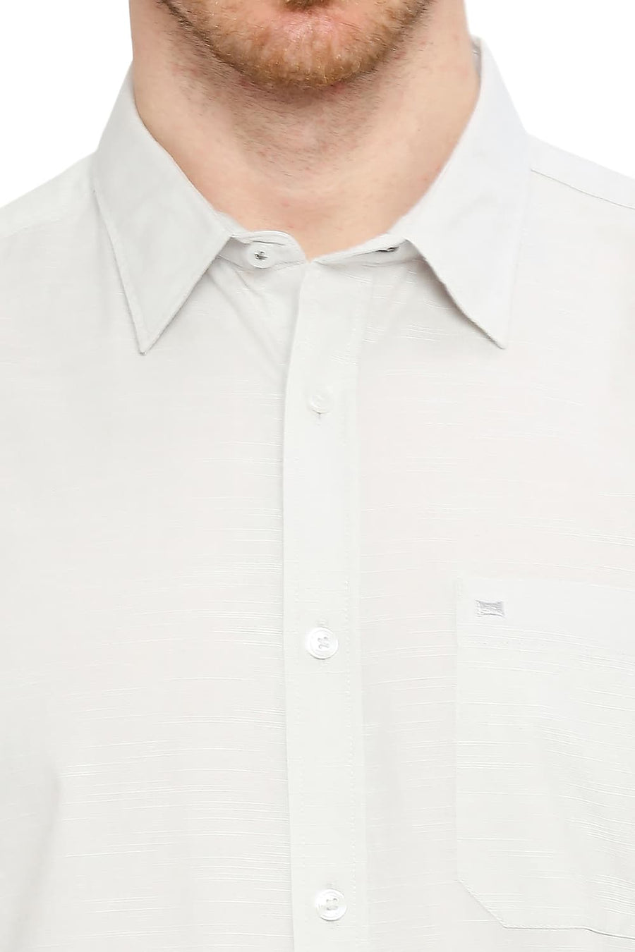 BASICS SLIM FIT SLEET GREY COTTON SLUB SHIRT