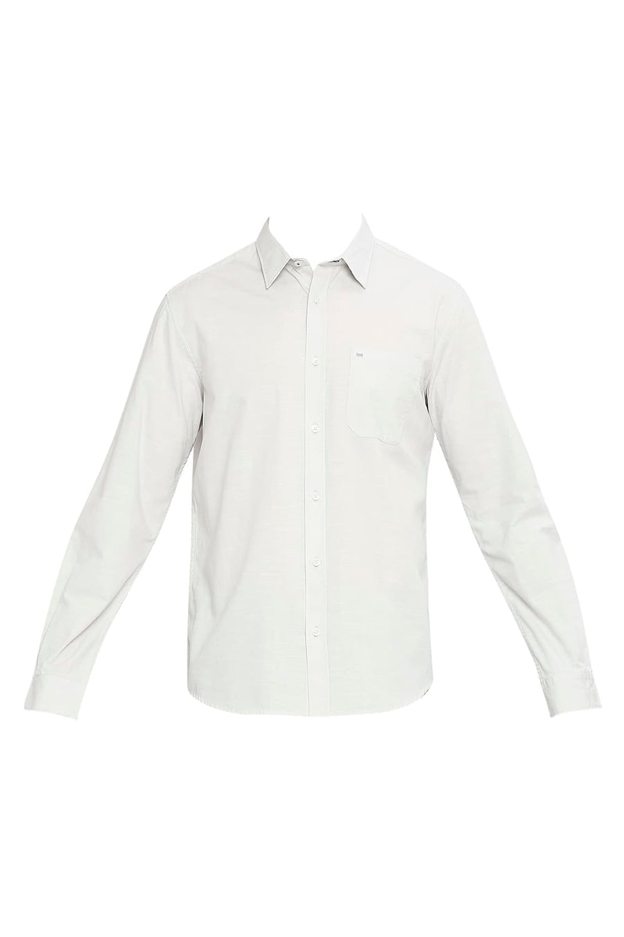 BASICS SLIM FIT SLEET GREY COTTON SLUB SHIRT