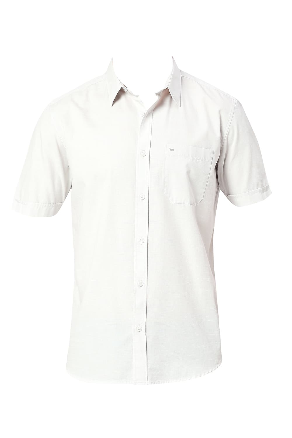 BASICS SLIM FIT COTTON SLUB HALFSLEEVES SHIRT