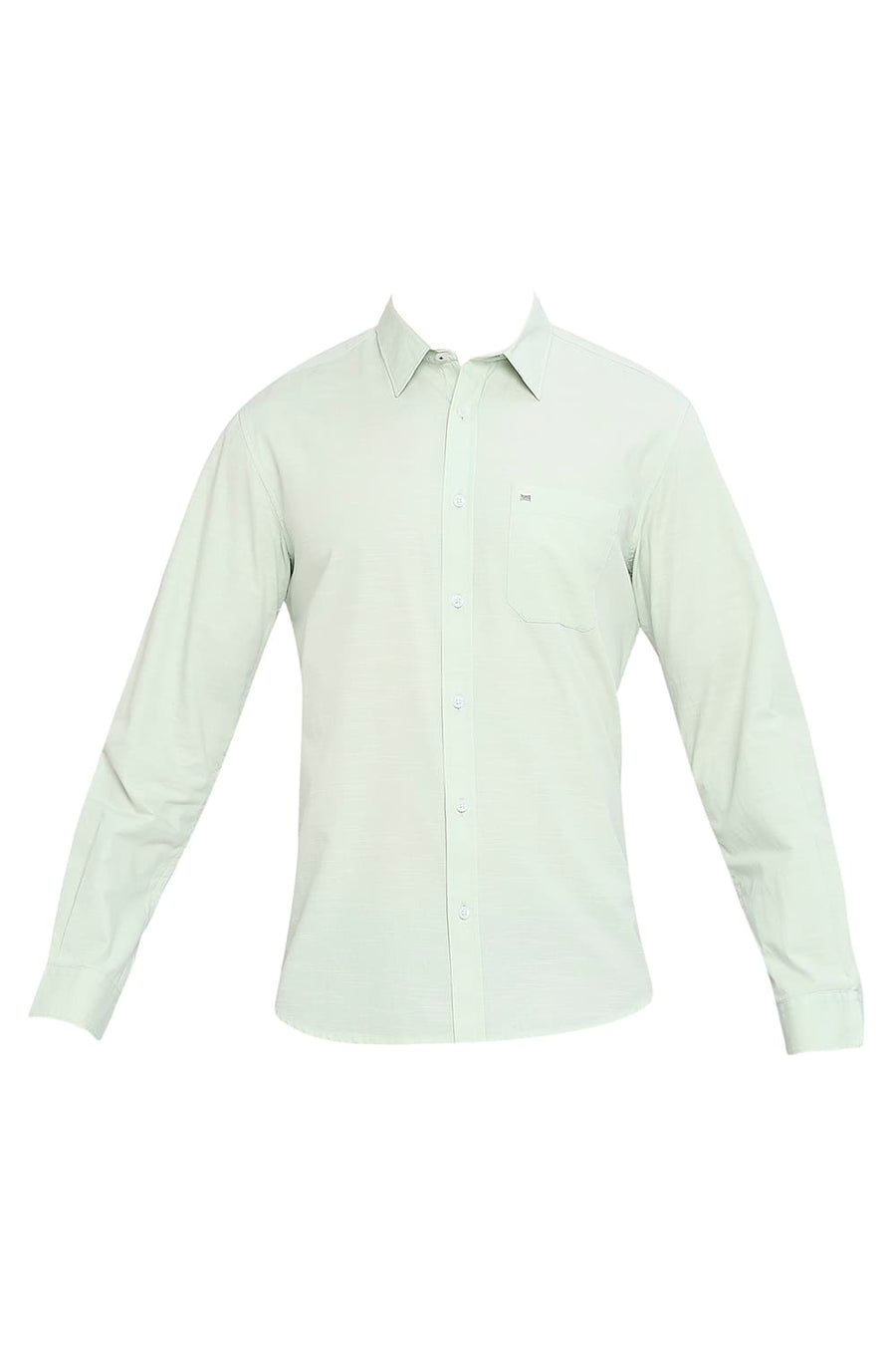 BASICS SLIM FIT HONEYDEW GREEN COTTON SLUB SHIRT