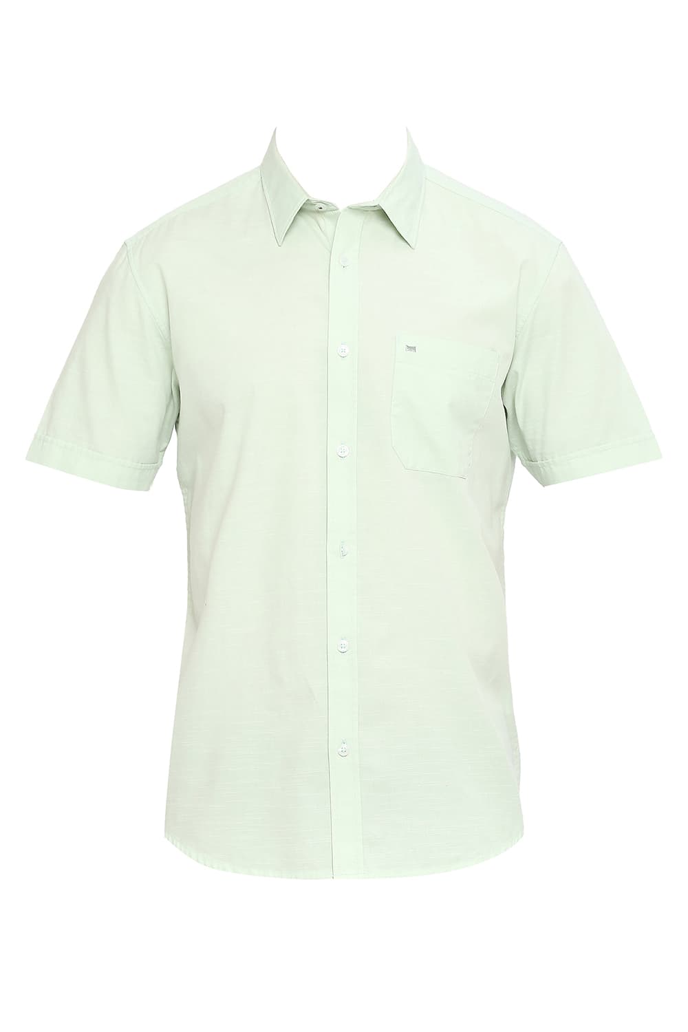 BASICS SLIM FIT COTTON SLUB HALFSLEEVES SHIRT