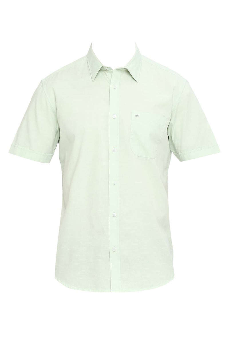 BASICS SLIM FIT COTTON SLUB HALFSLEEVES SHIRT