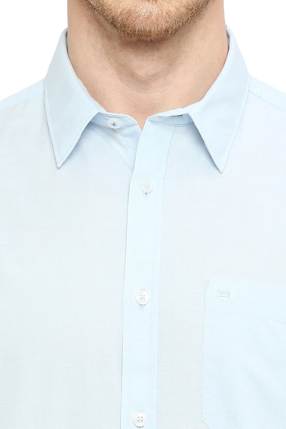 BASICS SLIM FIT COTTON SLUB HALFSLEEVES SHIRT