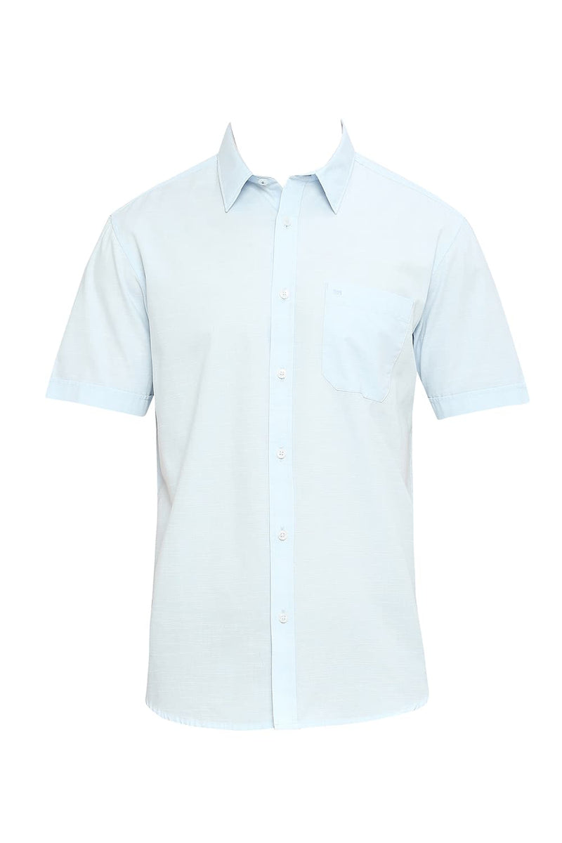 BASICS SLIM FIT COTTON SLUB HALFSLEEVES SHIRT