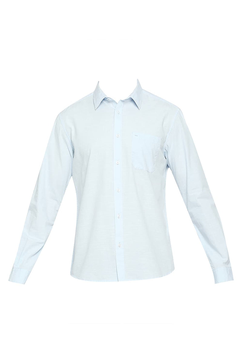 BASICS SLIM FIT COTTON SLUB SHIRT