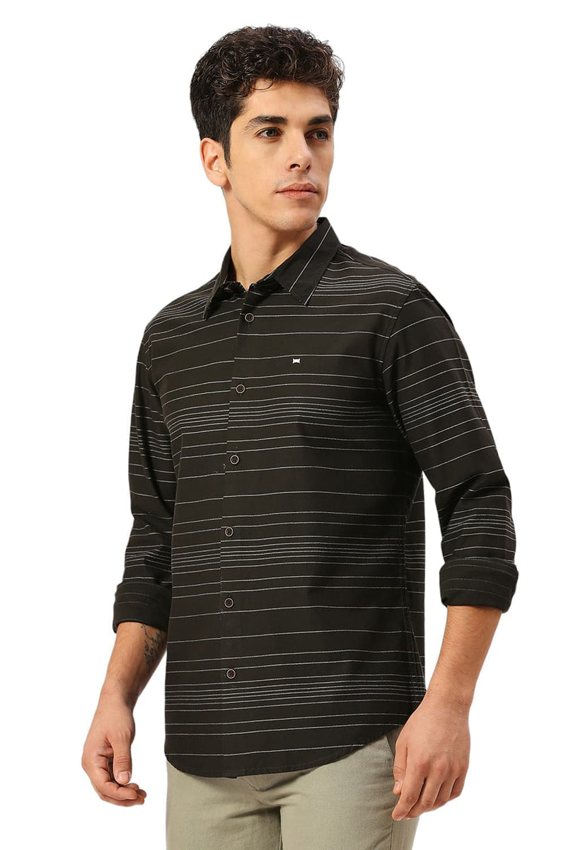 SLIM FIT COTTON GRINDLE STRIPE SHIRT