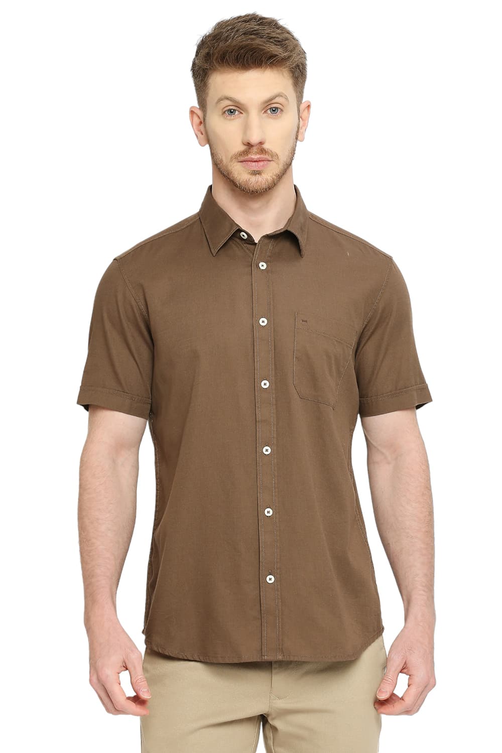 BASICS SLIM FIT COTTON BROKEN TWILL SHIRT