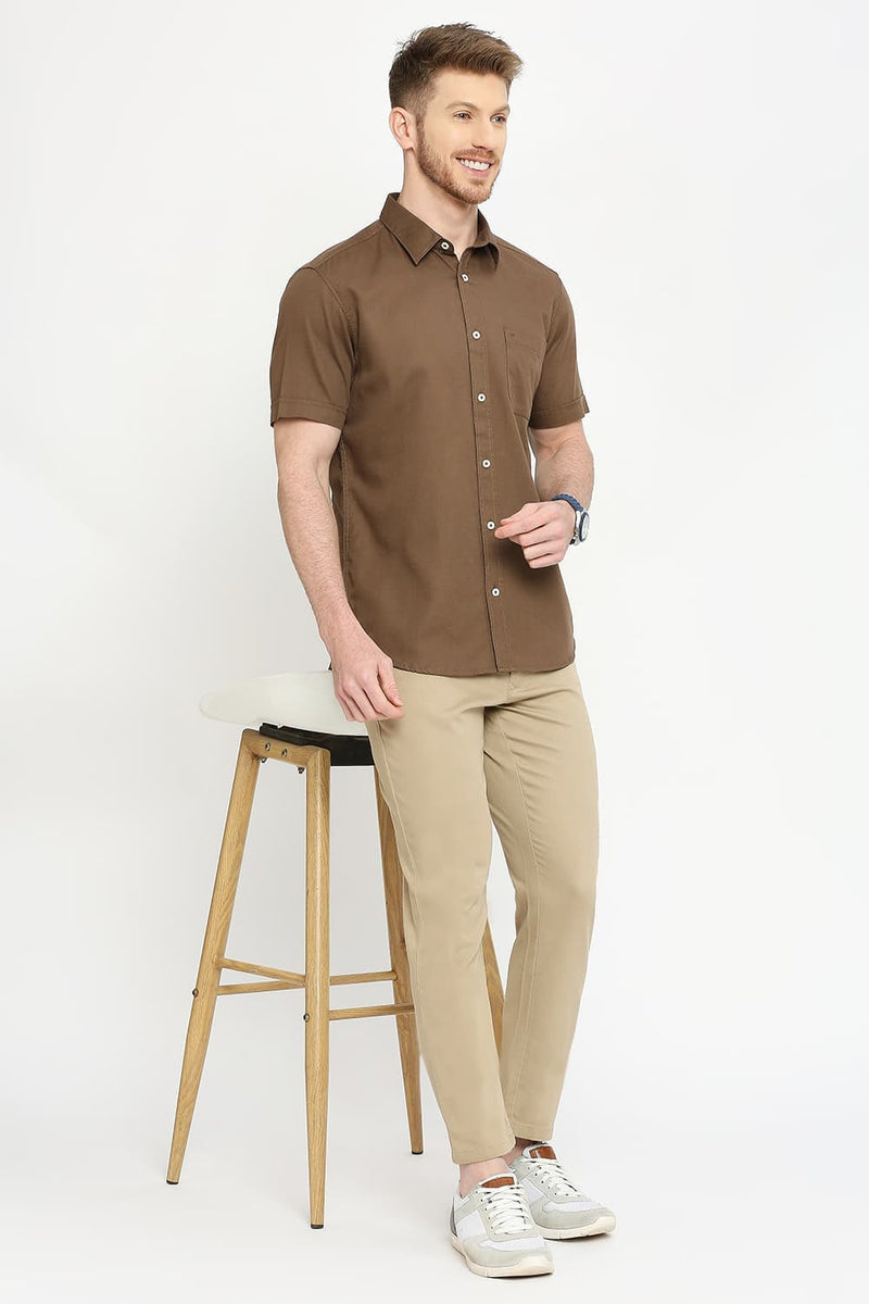 Slim Fit Cotton Broken Twill Halfsleeves Shirt