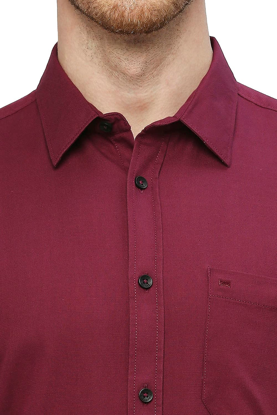 BASICS SLIM FIT MALAGA WINE COTTON BROKEN TWILL SHIRT