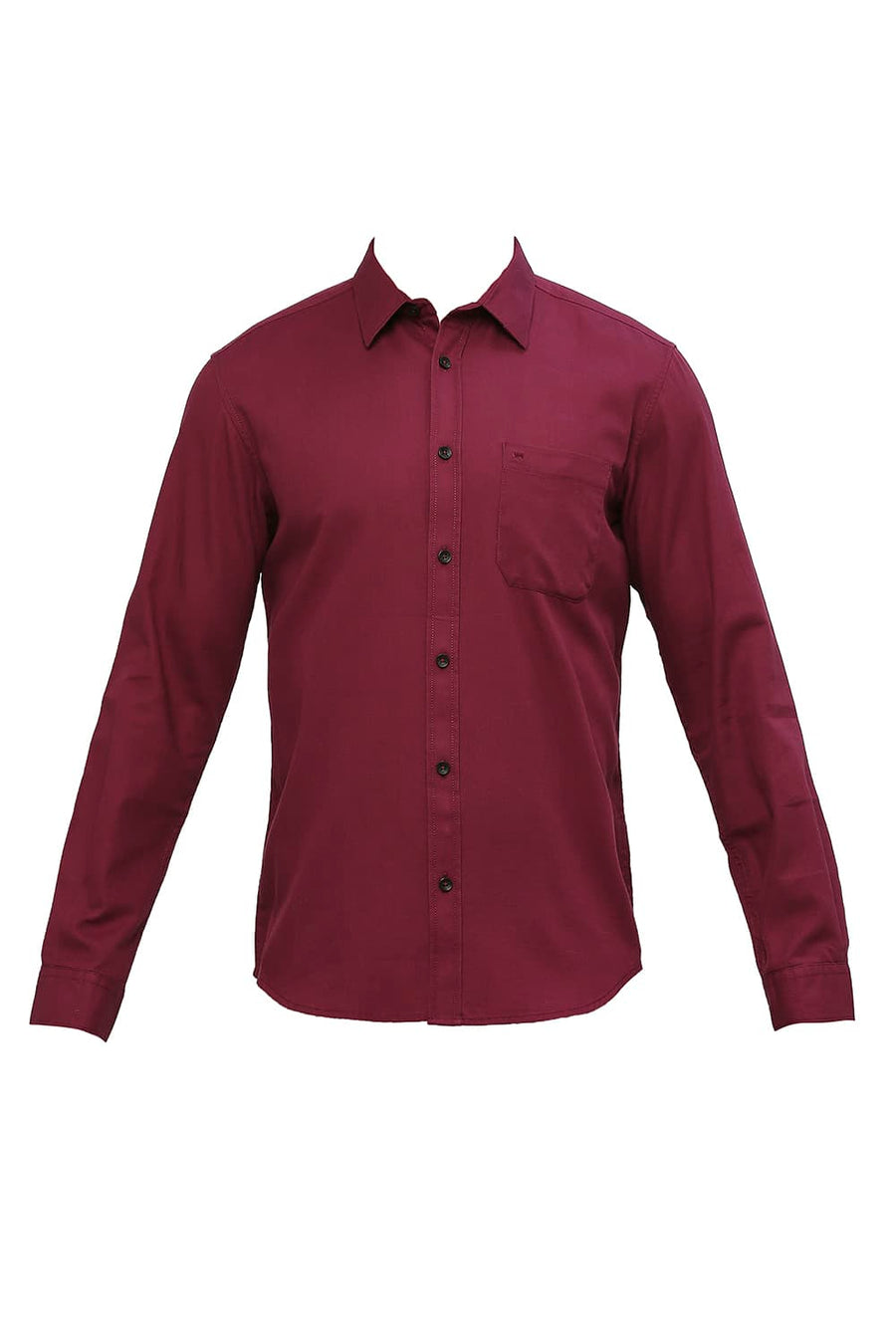 BASICS SLIM FIT MALAGA WINE COTTON BROKEN TWILL SHIRT