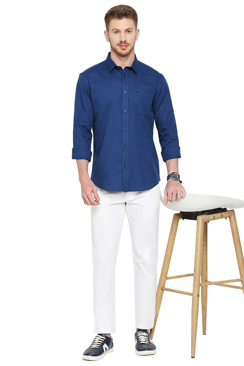 BASICS SLIM FIT COTTON BROKEN TWILL SHIRT