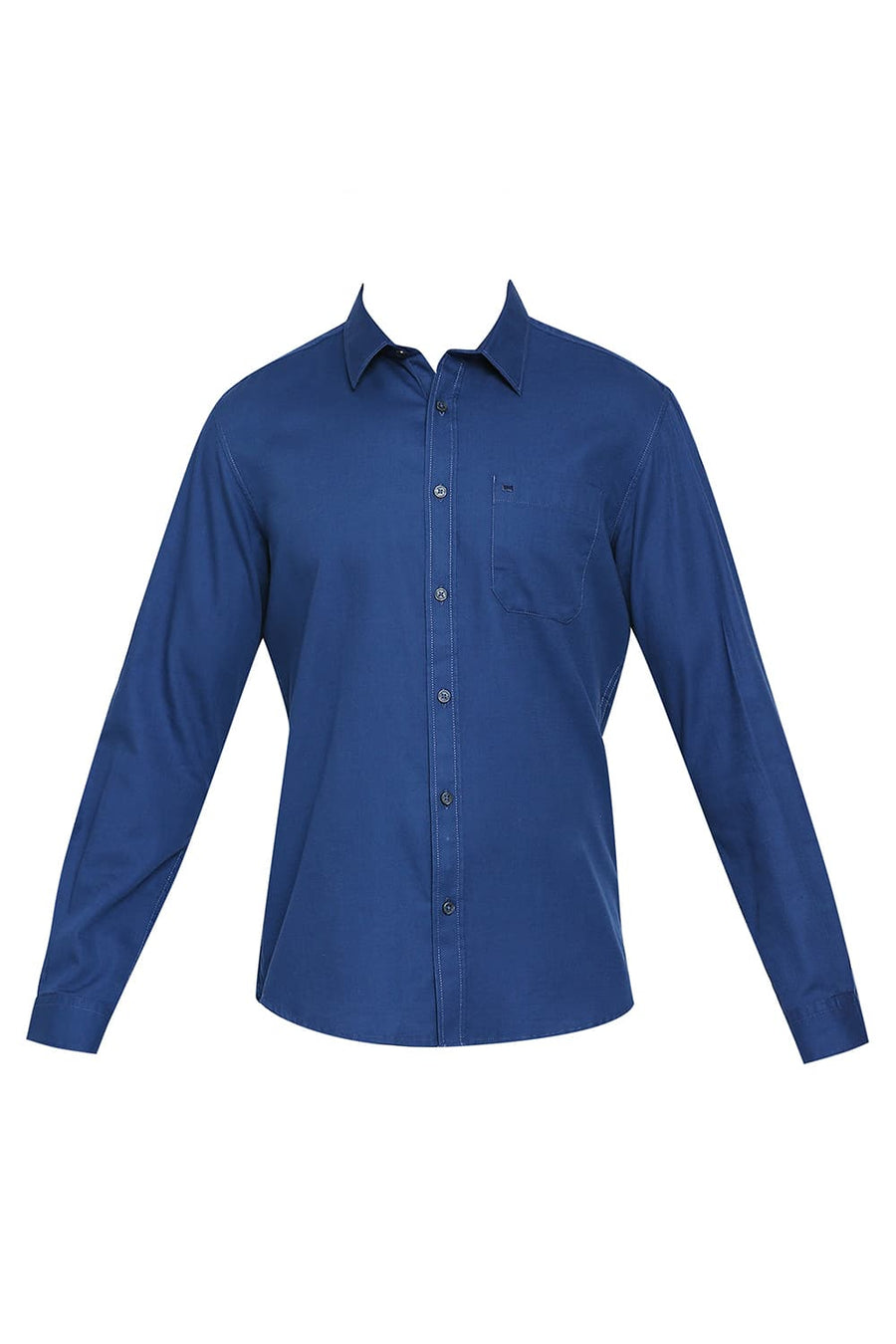BASICS SLIM FIT GALAXY BLUE COTTON BROKEN TWILL SHIRT