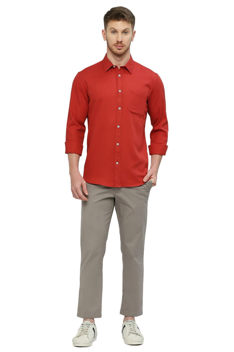 BASICS SLIM FIT COTTON BROKEN TWILL SHIRT