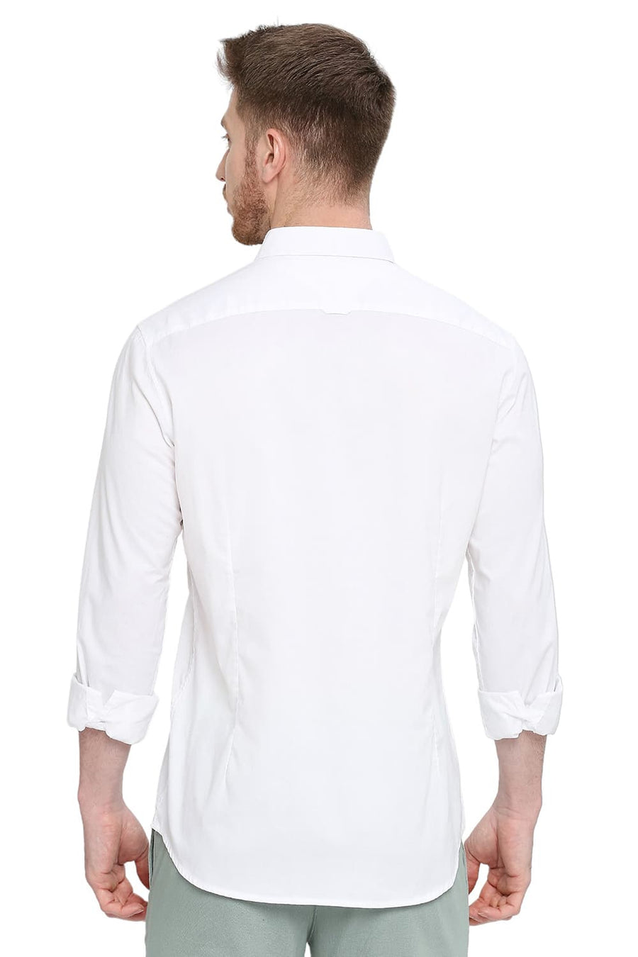 BASICS SLIM FIT CLOUD WHITE COTTON OXFORD SHIRT
