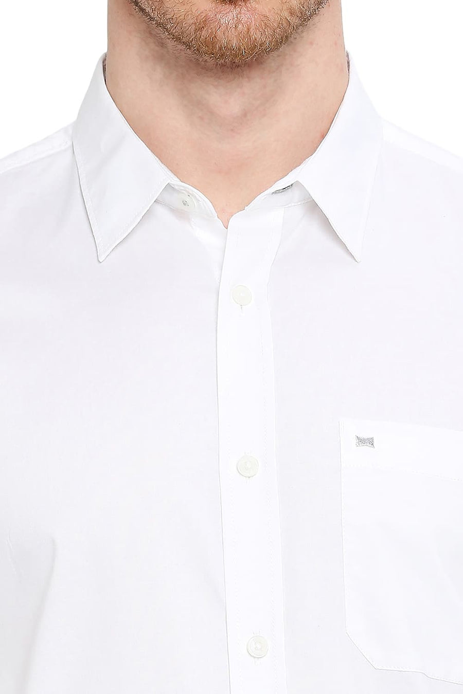 BASICS SLIM FIT CLOUD WHITE COTTON OXFORD SHIRT