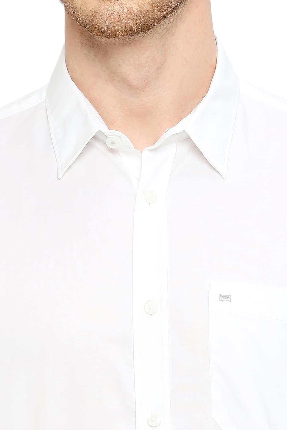 BASICS SLIM FIT COTTON OXFORD HALFSLEEVES SHIRT