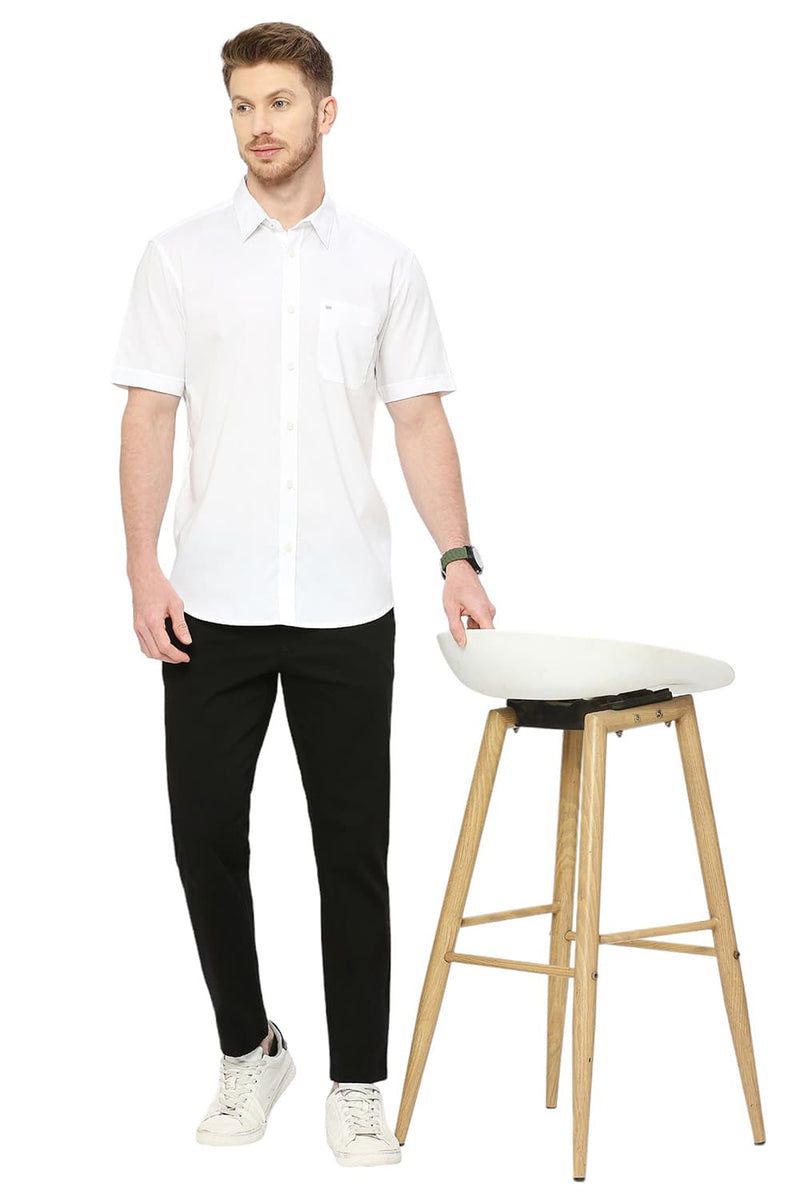 BASICS SLIM FIT COTTON OXFORD HALFSLEEVES SHIRT