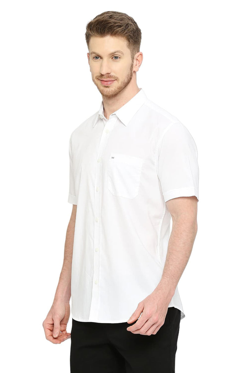 BASICS SLIM FIT COTTON OXFORD HALFSLEEVES SHIRT