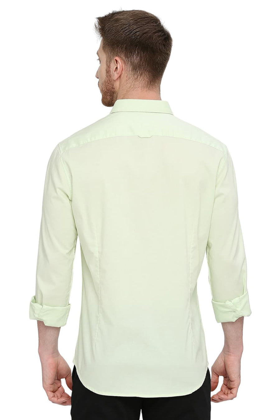 BASICS SLIM FIT LIGHT GRASS GREEN COTTON OXFORD SHIRT