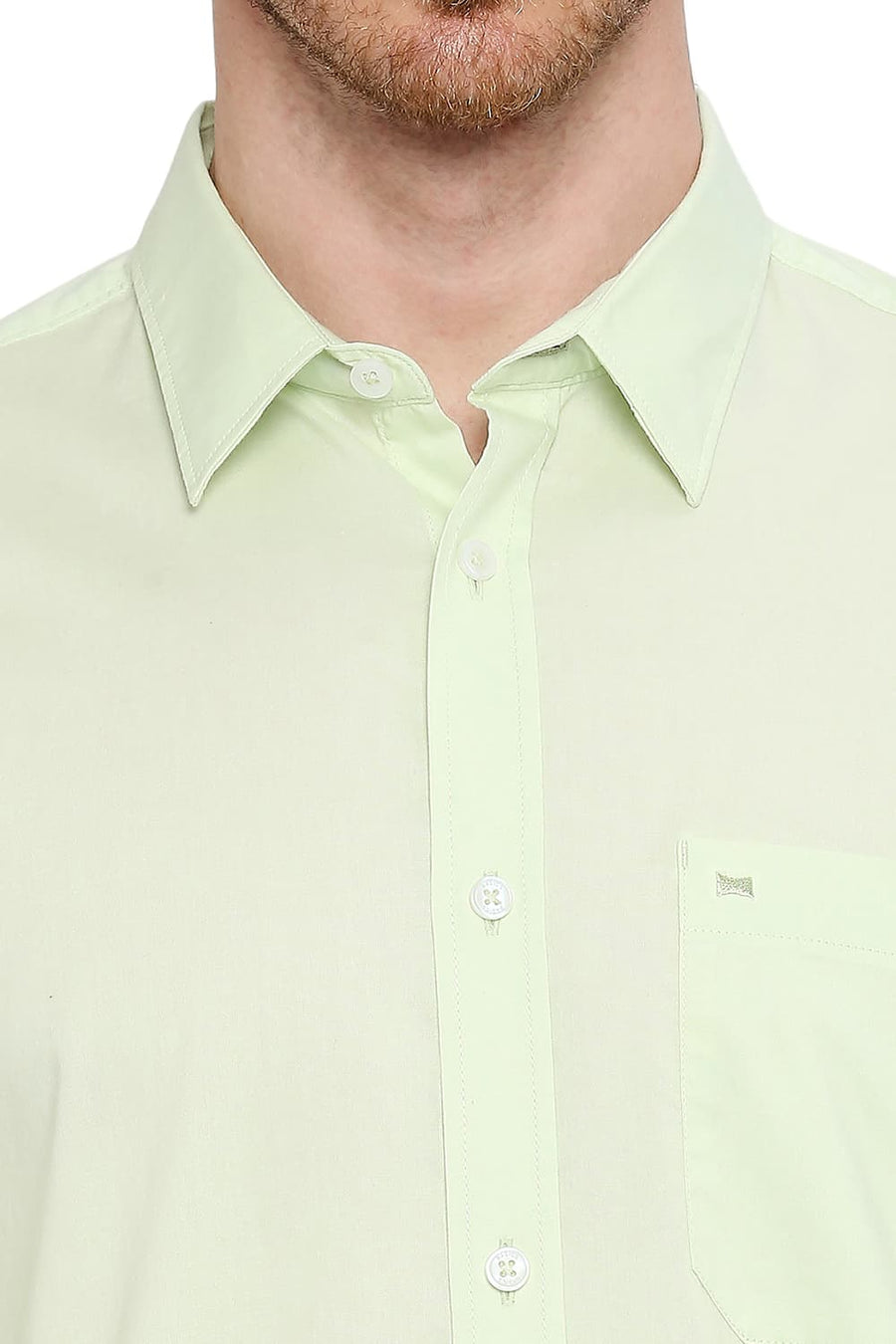 BASICS SLIM FIT LIGHT GRASS GREEN COTTON OXFORD SHIRT