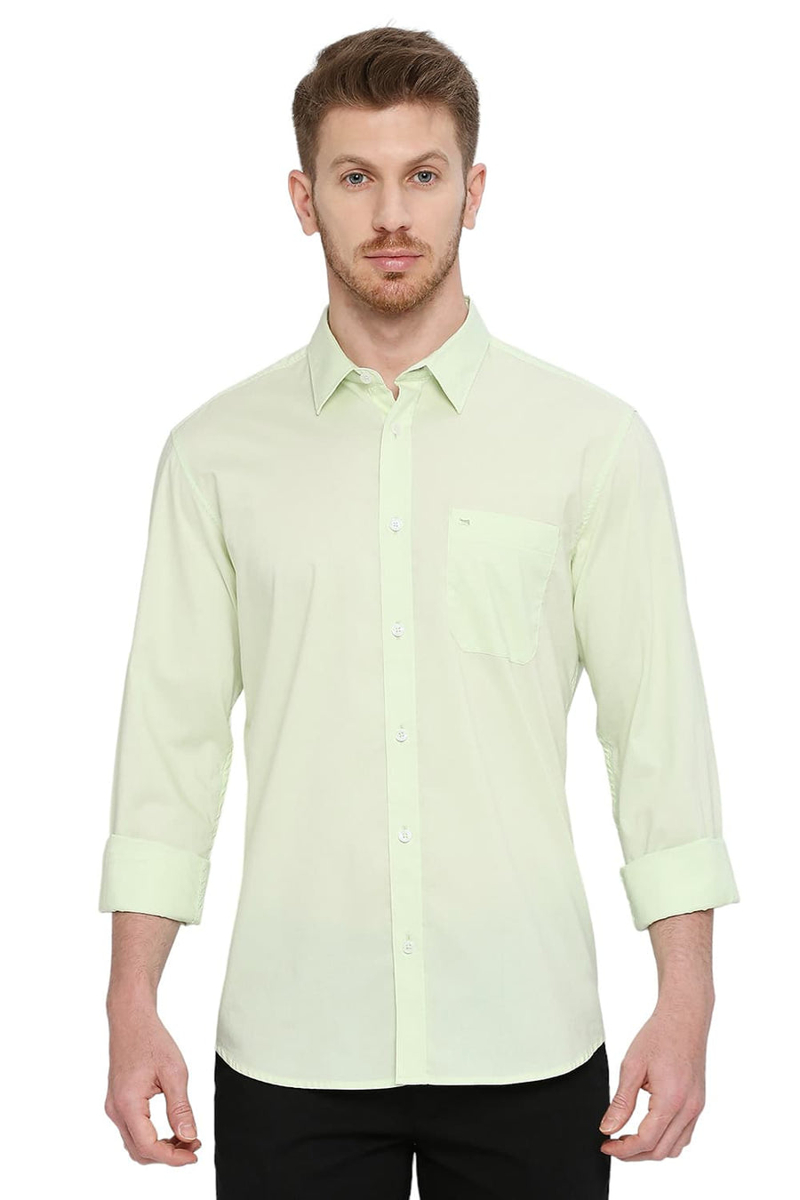 BASICS SLIM FIT LIGHT GRASS GREEN COTTON OXFORD SHIRT
