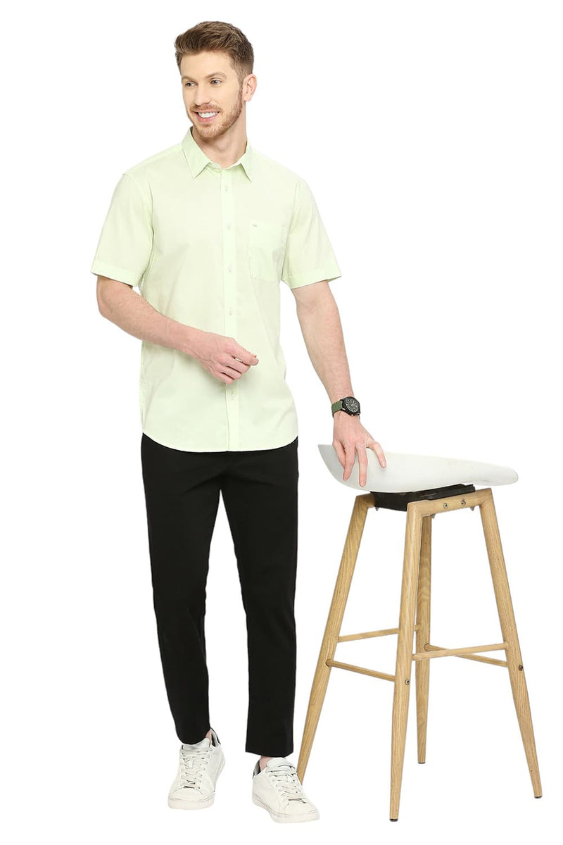 BASICS SLIM FIT COTTON OXFORD HALFSLEEVES SHIRT