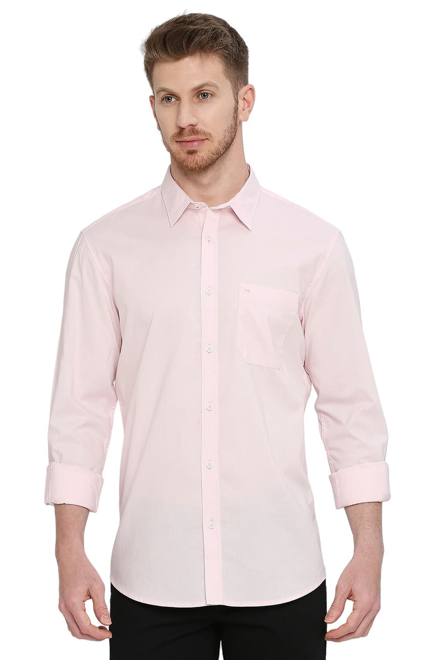 BASICS SLIM FIT CRYSTAL PINK COTTON OXFORD SHIRT