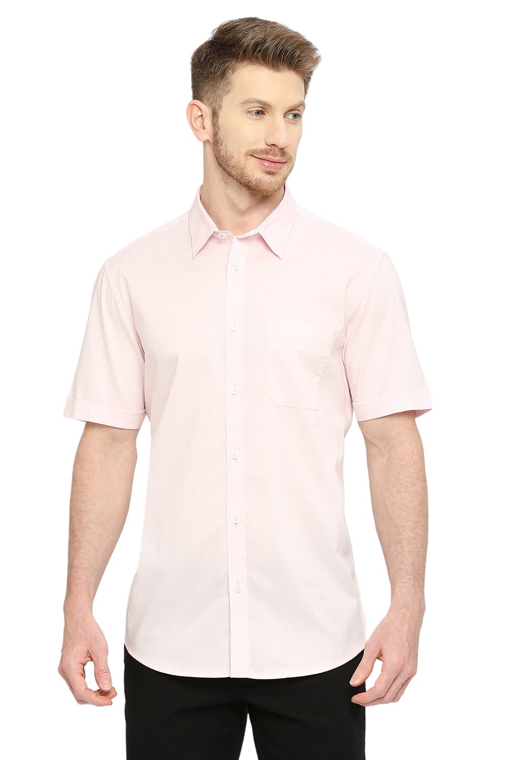 BASICS SLIM FIT COTTON OXFORD HALFSLEEVES SHIRT