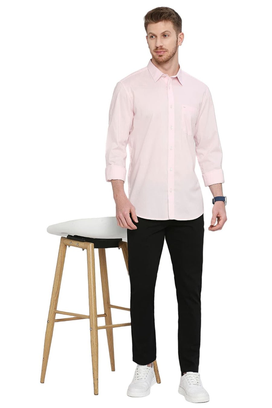 BASICS SLIM FIT CRYSTAL PINK COTTON OXFORD SHIRT