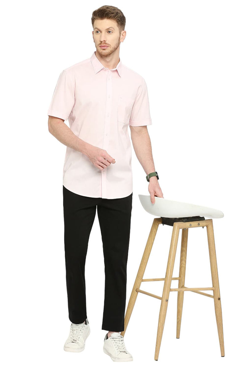 BASICS SLIM FIT COTTON OXFORD HALFSLEEVES SHIRT