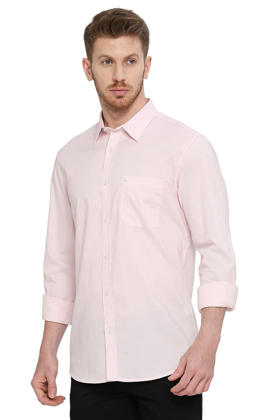BASICS SLIM FIT CRYSTAL PINK COTTON OXFORD SHIRT