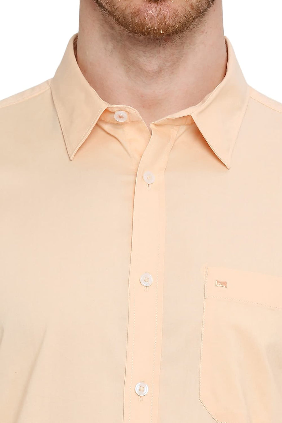 BASICS SLIM FIT APRICOT ORANGE COTTON OXFORD SHIRT
