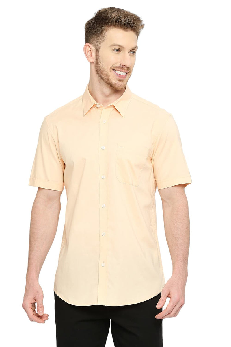 BASICS SLIM FIT COTTON OXFORD HALFSLEEVES SHIRT