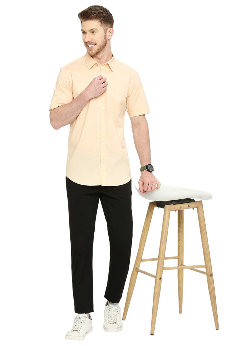 BASICS SLIM FIT COTTON OXFORD HALFSLEEVES SHIRT