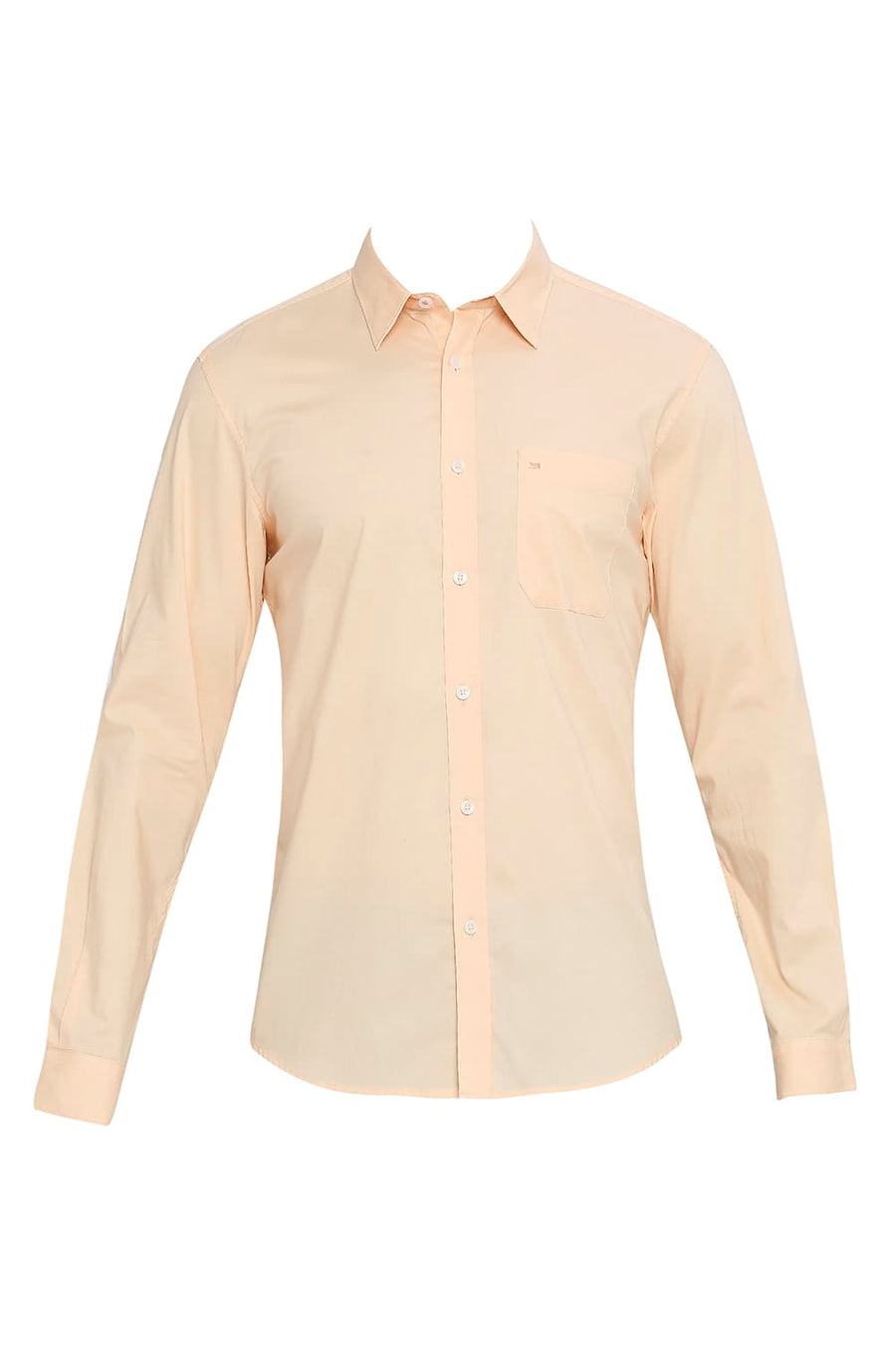 BASICS SLIM FIT APRICOT ORANGE COTTON OXFORD SHIRT