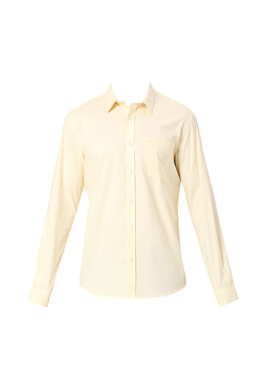 BASICS SLIM FIT LIME LIGHT YELLOW COTTON OXFORD SHIRT