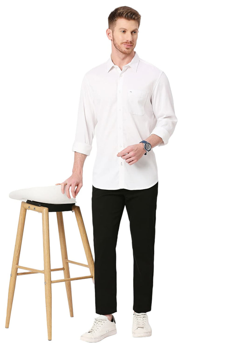 BASICS SLIM FIT TENCEL POLYESTER STRETCH DOBBY SHIRT