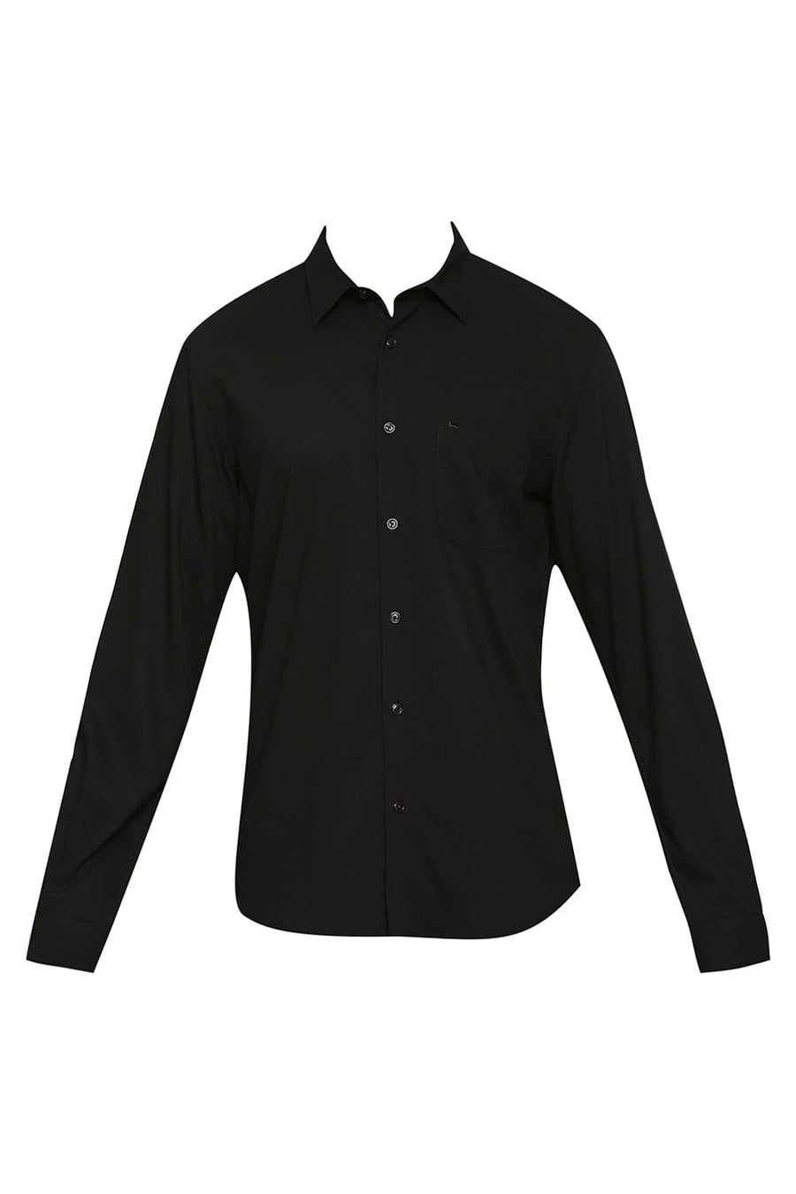 BASICS SLIM FIT CARBON BLACK TENCEL POLYESTER STRETCH DOBBY SHIRT
