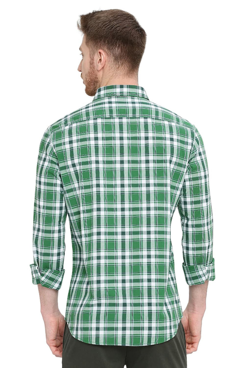 BASICS SLIM FIT COTTON CHECKS SHIRT