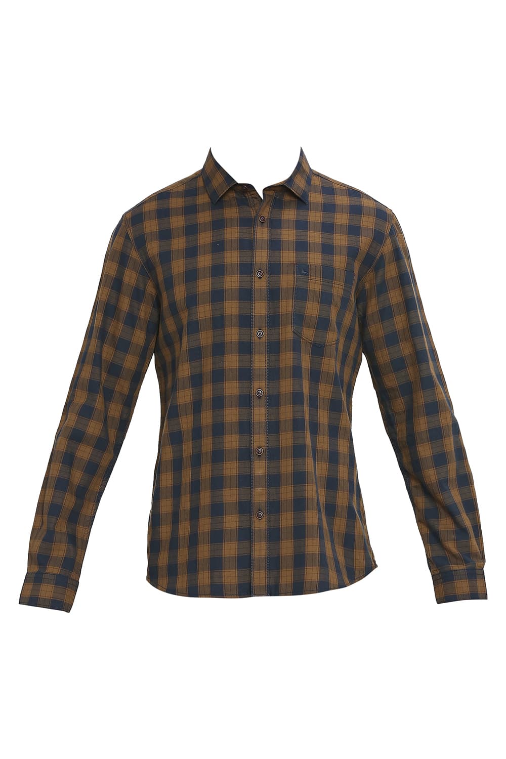 BASICS SLIM FIT COTTON TWILL CHECKS SHIRT