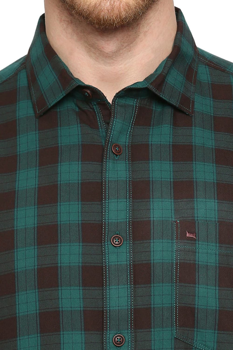 BASICS SLIM FIT COTTON TWILL CHECKS SHIRT